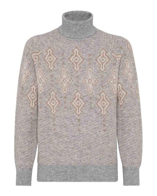Brunello Cucinelli Gray Turtleneck Sweater for men