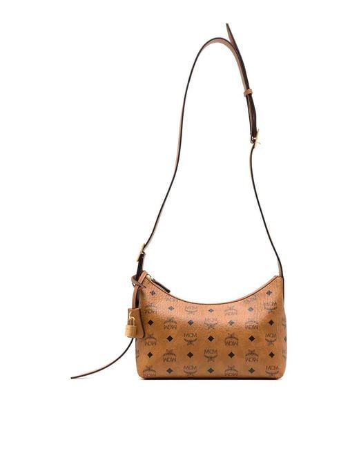 MCM White Small Aren Hobo Bag