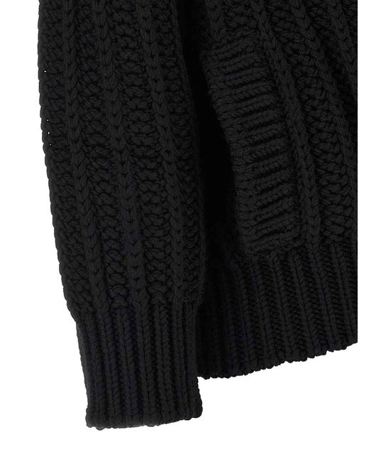 Dolce & Gabbana Black Coarse Wool Cardigan