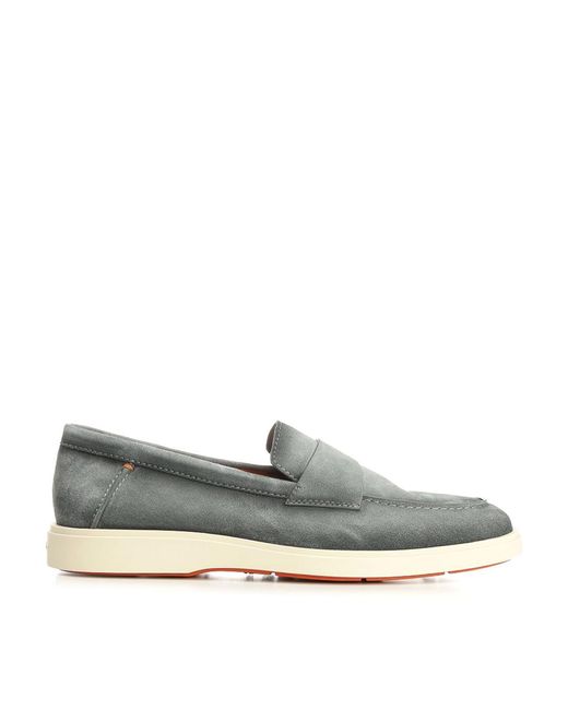 Santoni Gray Revolve Moccasins for men