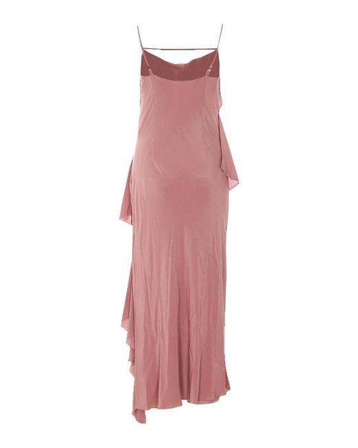 Patrizia Pepe Pink Draped Ruffled Maxi Dress