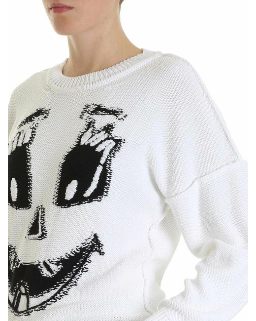 Moschino White Pumpkin Face Pullover