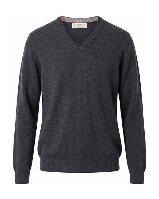 Brunello Cucinelli Blue Cashmere Sweater for men