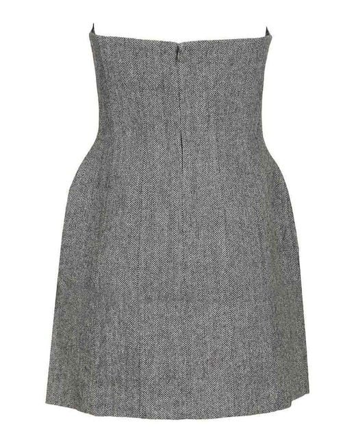 Self-Portrait Gray Bandeau Mini Dress