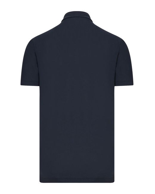 Zanone Blue Cotton Three-Button Polo Shirt for men