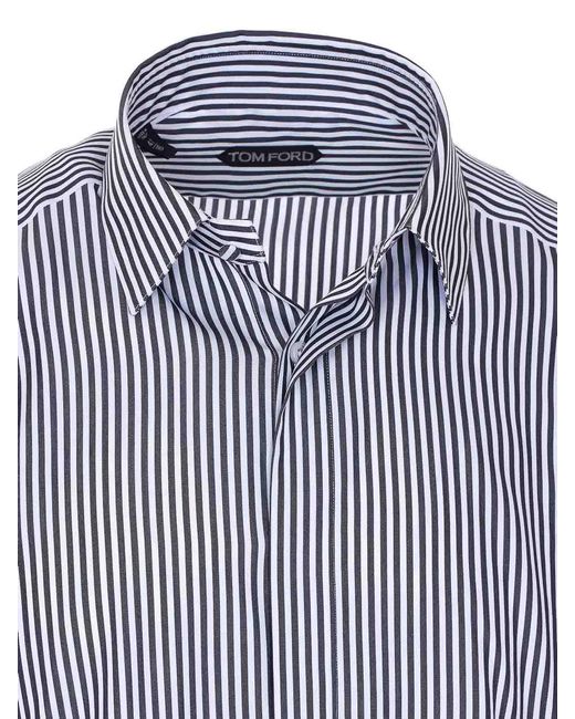 Tom Ford Blue And Striped Shirt for men