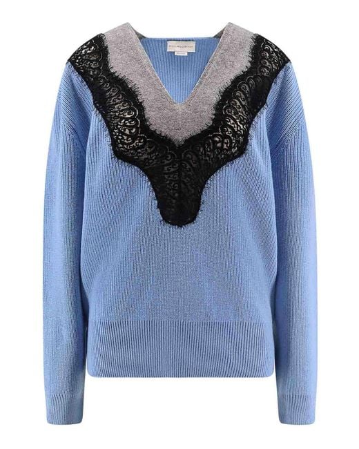 Stella McCartney Blue Miracle Lace Wool Shirt Miracle Lace