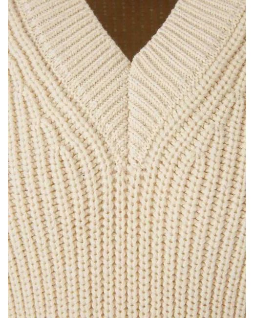 AMI Natural Ribbed V-Neck Knit Vest for men