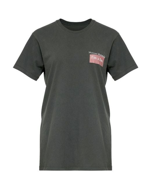 Maison Margiela Black Crew Neck T-Shirt With Print for men