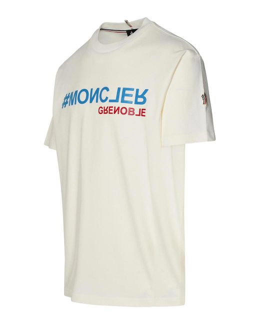 Moncler White Ivory Cotton T-shirt for men