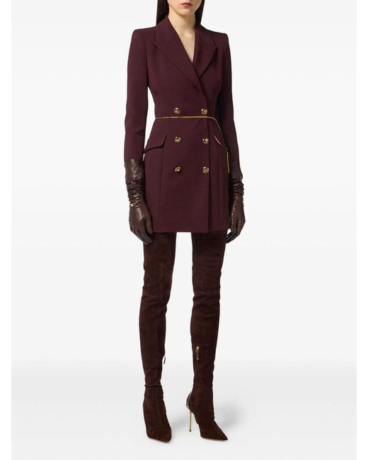 Elisabetta Franchi Purple Double-Breasted Short Dress
