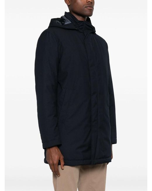 Herno Blue Long Down Jacket With Hood for men