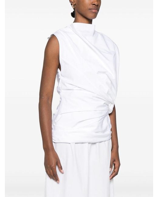 Jil Sander White Sm Knot Waist Top