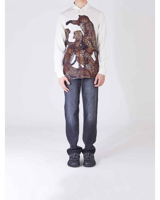 Just Cavalli White Leopards Shirt for men