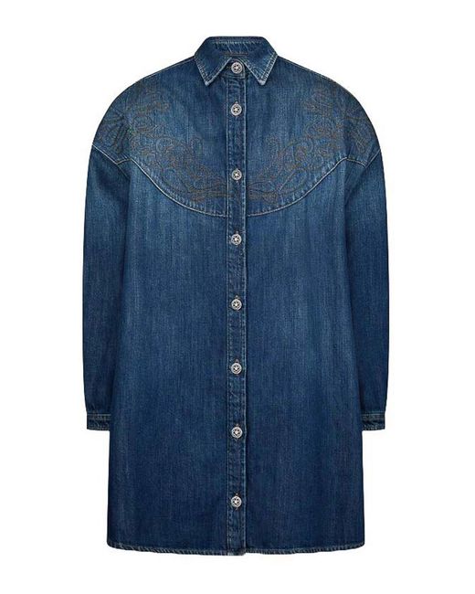 Dondup Blue Fixed Denim Over Dress