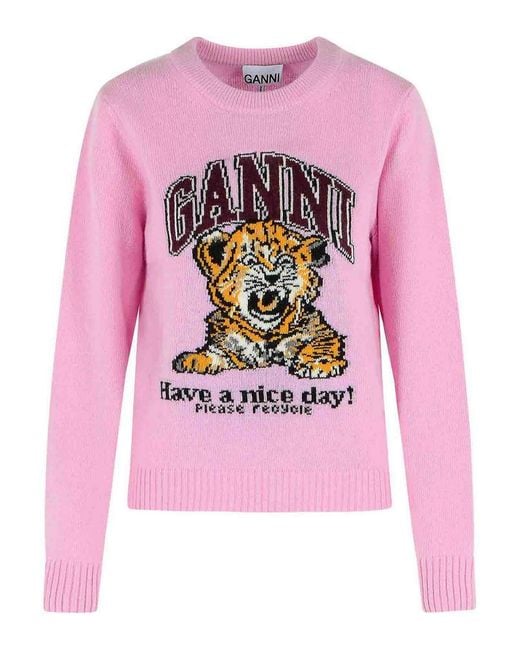 Ganni Pink Wool Blend Sweater