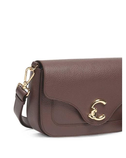 Coccinelle Gray Handbag Grained Leather Berry