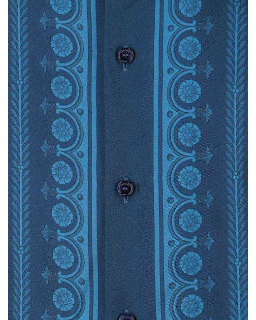 Versace Blue Silk Shirt for men