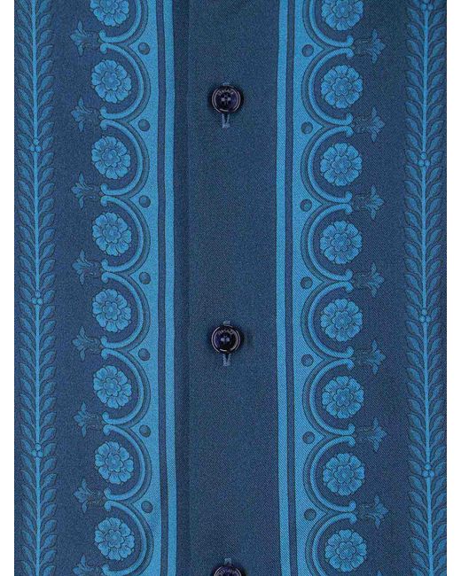 Versace Blue Silk Shirt for men
