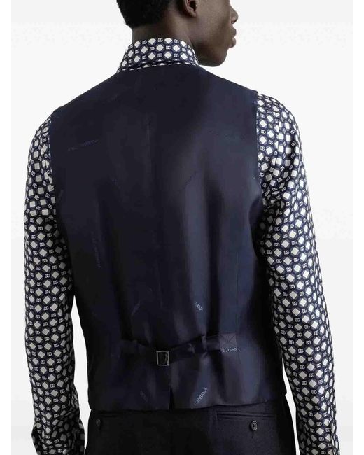 Dolce & Gabbana Blue Single-Breasted Micro-Patterned Classic Suit for men