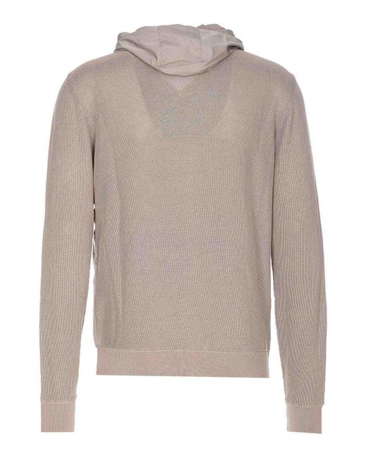 Herno Gray Nylon And Pique Knit Cardigan for men