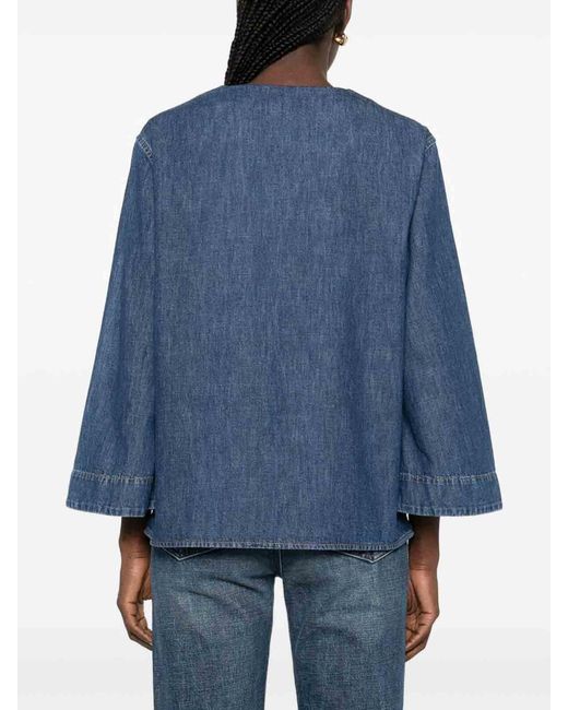 Valentino Garavani Blue Vlogo Signature Denim Blouse