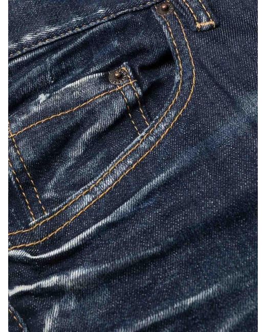 DSquared² Blue Bleach-effect Skinny Jeans for men