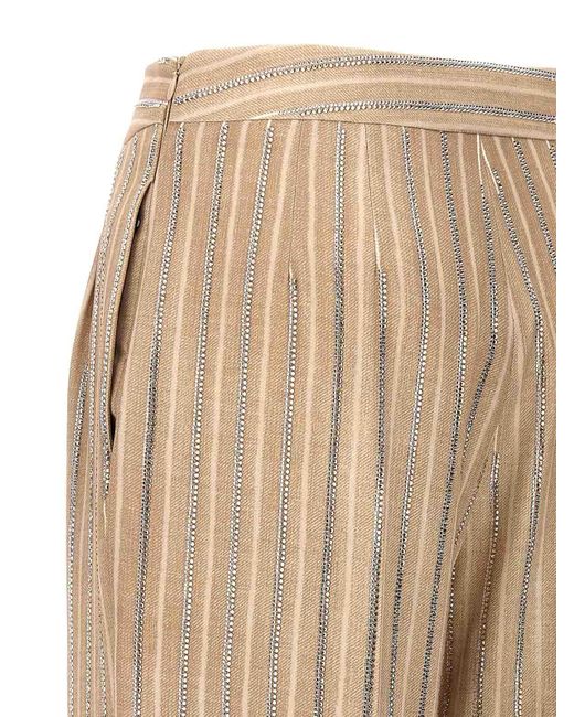 Ermanno Scervino Natural Rhinestone Pinstripe Trousers
