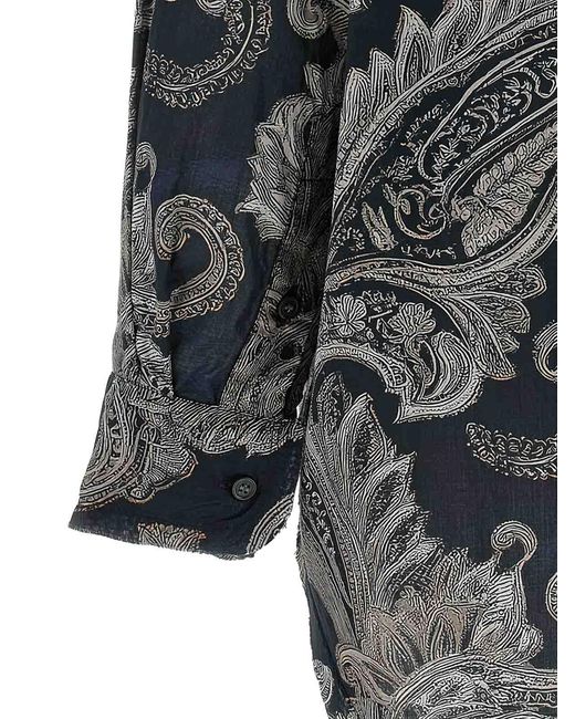 R13 Gray Paisley Print Shirt