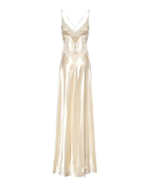 Alberta Ferretti White Long Silk Dress
