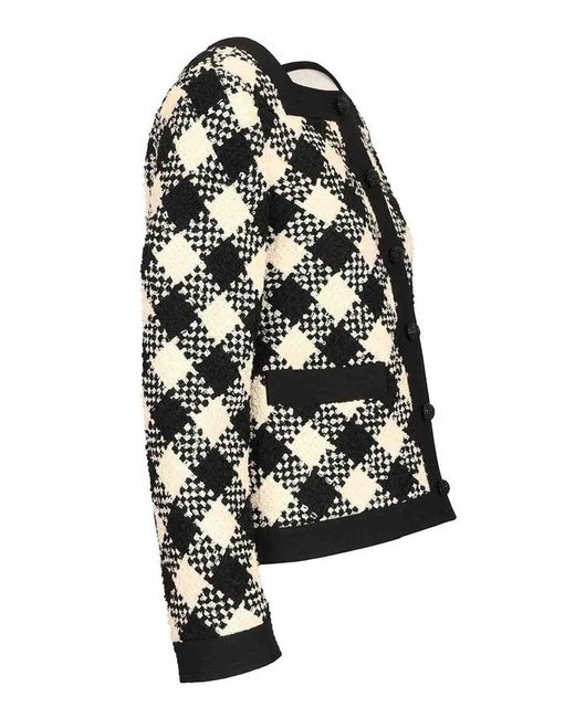 Valentino Garavani Black Damier Checked Boucl Tweed Jacket