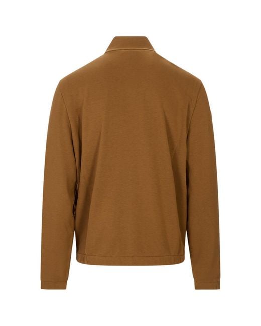 Moncler Brown Open Sweatshirt With Hood for men