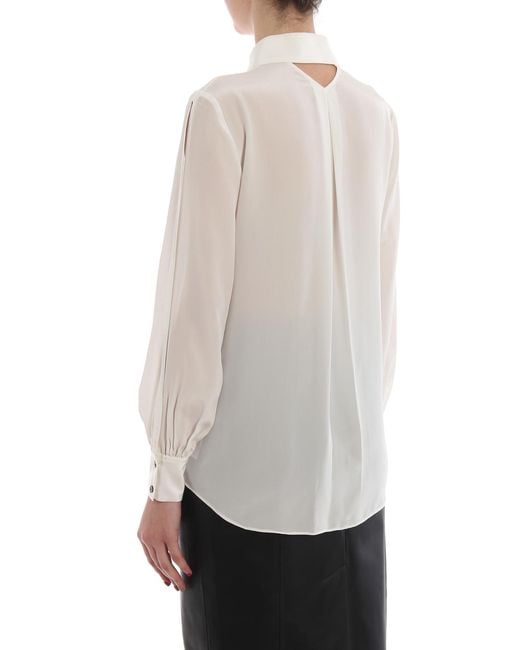 Karl Lagerfeld White Keyhole Silk Shirt