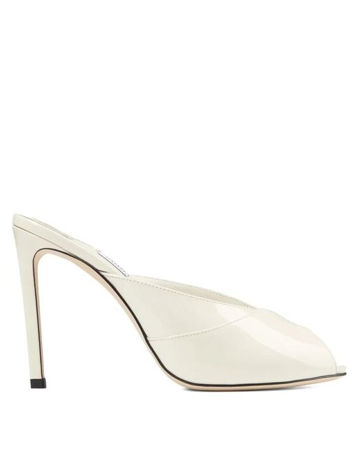 Jimmy Choo White Brigitte Slip-On Mules