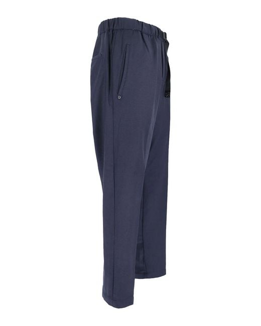 White Sand Blue Wool Blend Trousers for men