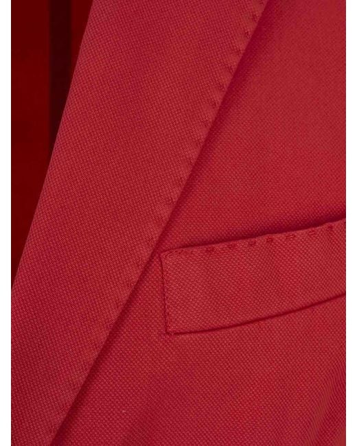 RUSSO CAPRI Red Oxford Cotton Blazer for men