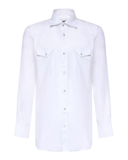 Sartorio Napoli White Texas Linen Shirt for men