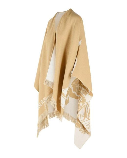 Burberry Natural Ekd' Wool And Silk Cape