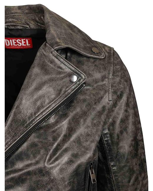 DIESEL Black Biker Jacket for men