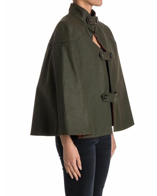 Stella Jean Black Military Green Button-Front Cape