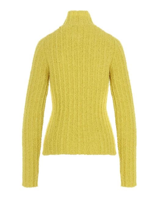 Moncler Yellow Ribbed Cotton Turtleneck