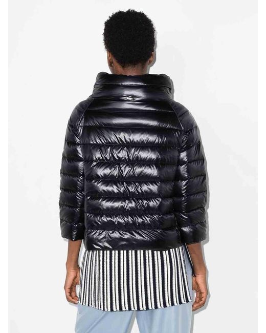 Herno Black Short Puffer Jacket With Glossy Finish