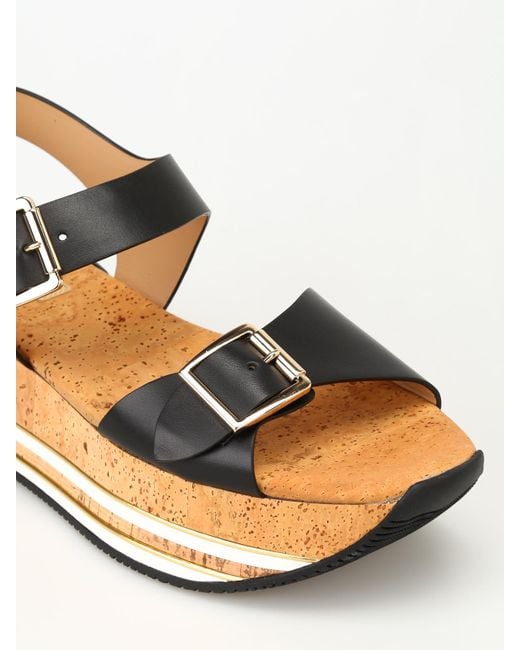 Hogan Black H354 Platform Sandals