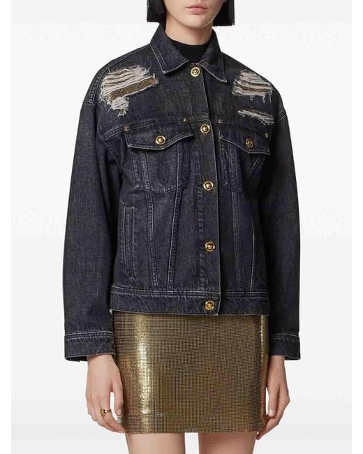 Versace Blue Denim Blouson Clothing