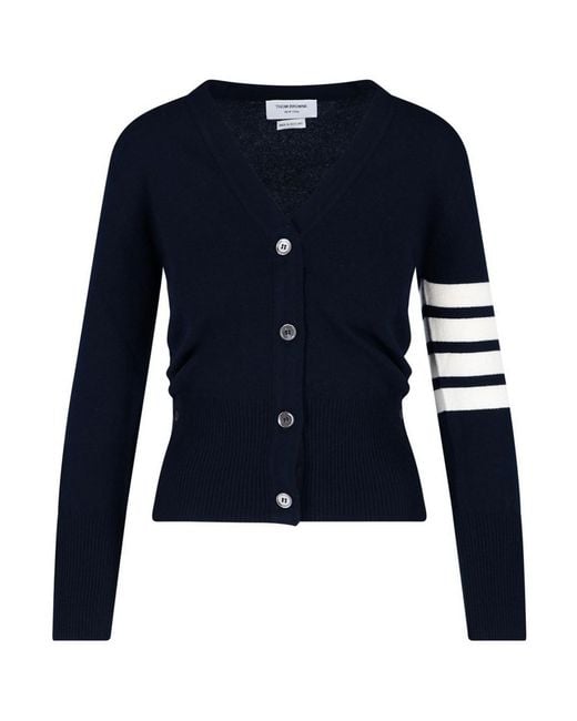 Thom Browne Blue 4-Bar Cashmere Cardigan
