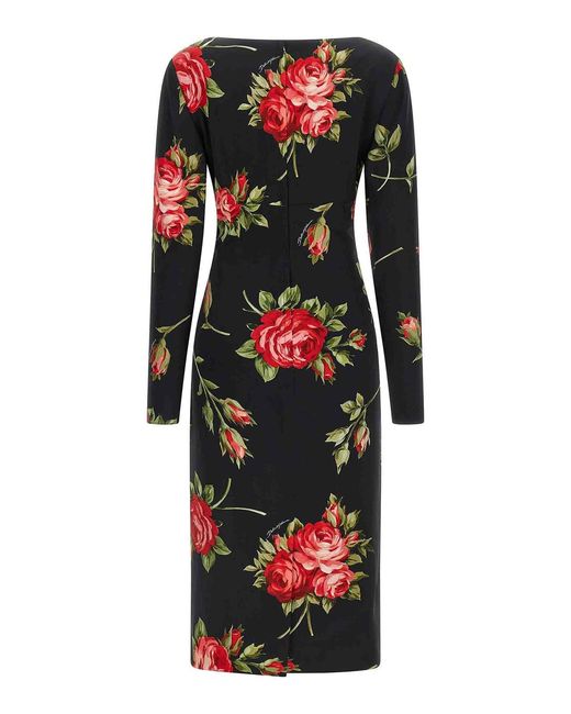 Dolce & Gabbana Black Bouquet Rose Dress
