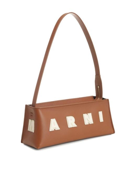 Marni Brown Leather Shoulder Bag