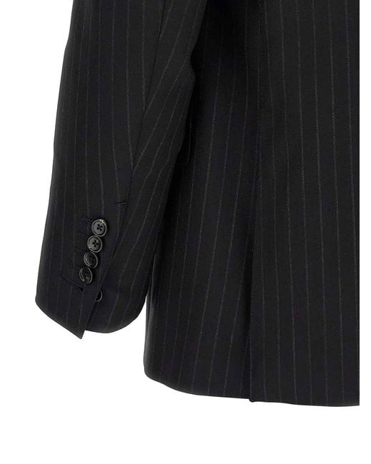 Tom Ford Black Pinstriped Double-Breasted Dress for men
