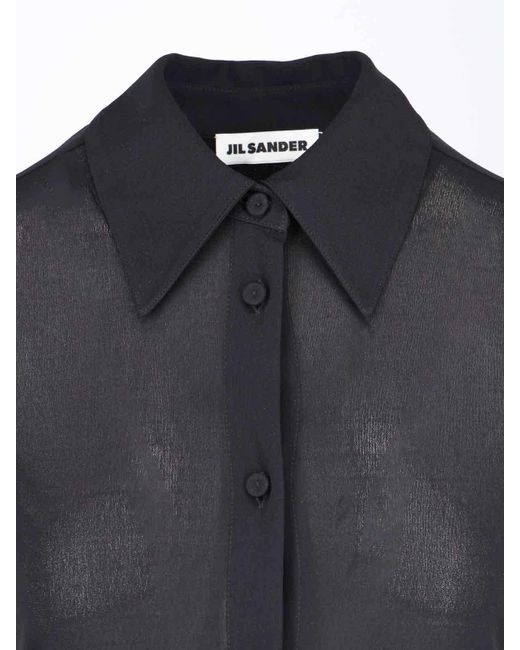Jil Sander Black Long Sleeve Button-Front Shirt Dress