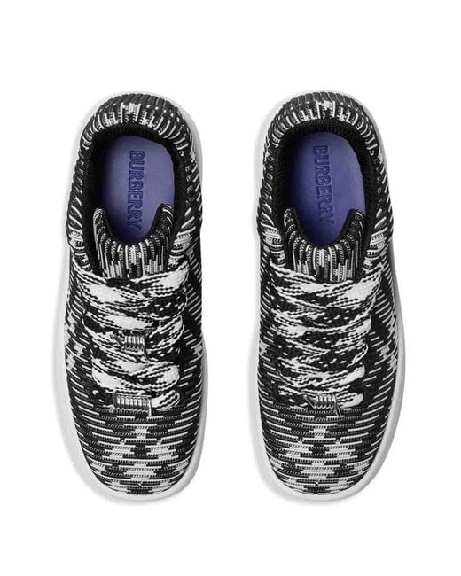 Burberry Black Check Knit Low Top Sneaker